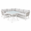 Positano Rope L-Shape Corner Sofa Set with Coffee Table — White Frame, Light Grey Cushions