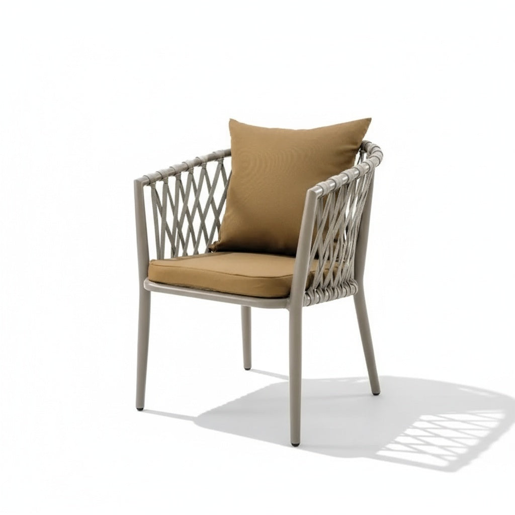 Patio Modern Aluminum WPC Outdoor Dining Set with Cushioned Chairs 6 Seater