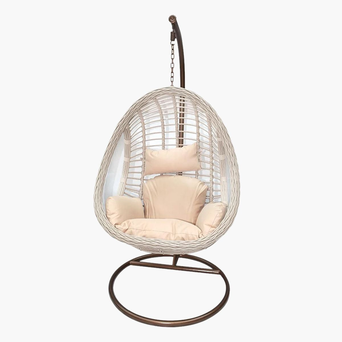 Patio 1-Seater Rattan Swing Chair with Cushion