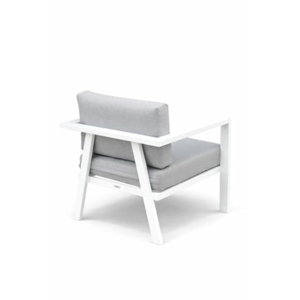 Patio 5-Seater Outdoor Sofa Set with Aluminum Frame & Bench - White