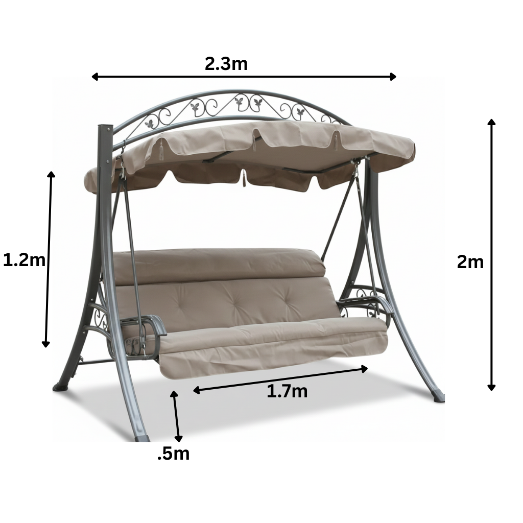 Patio 3-Seater Aluminum Outdoor Swing with Cushion