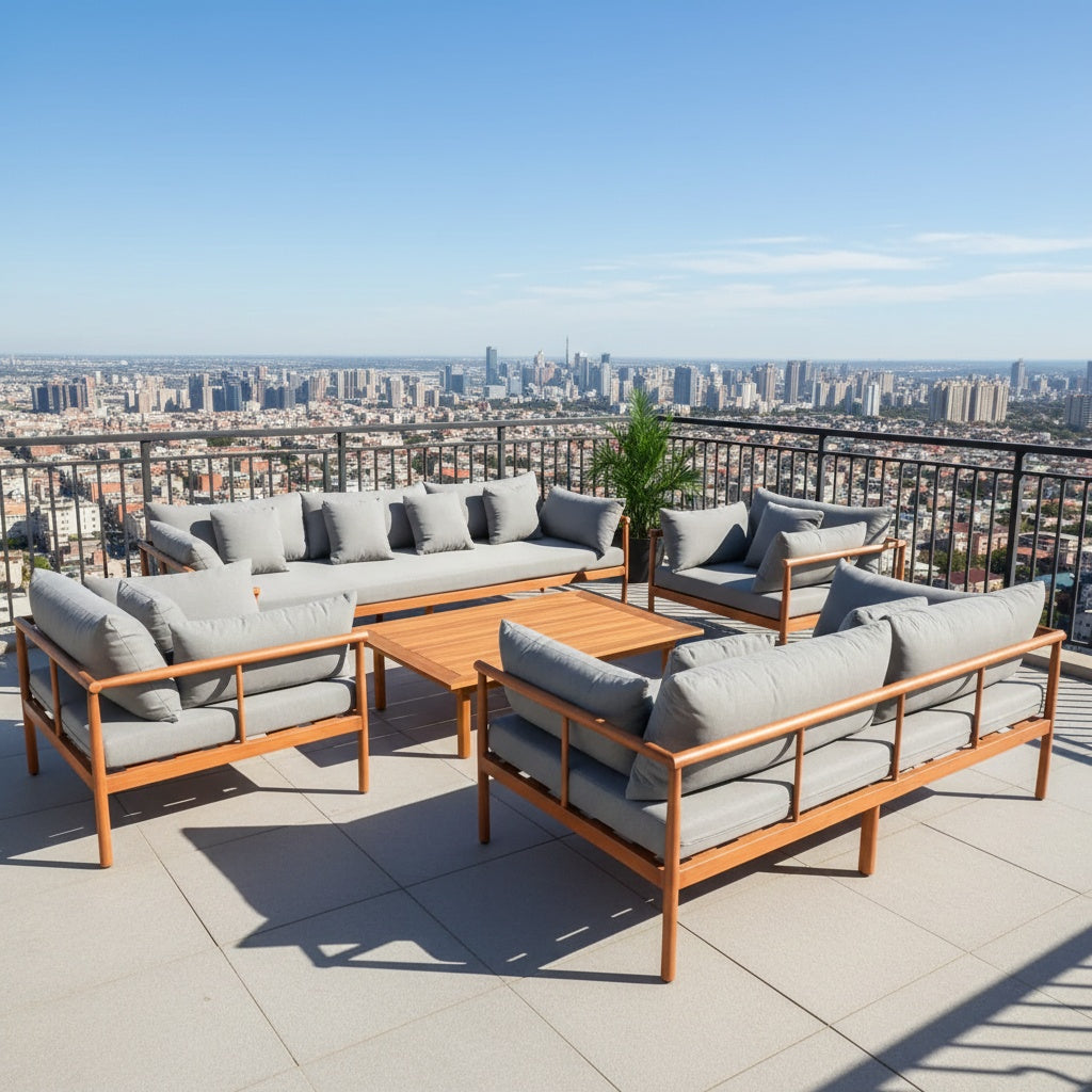 Patio Premium 7-Seater Aluminum Outdoor Lounge Set with Cushions