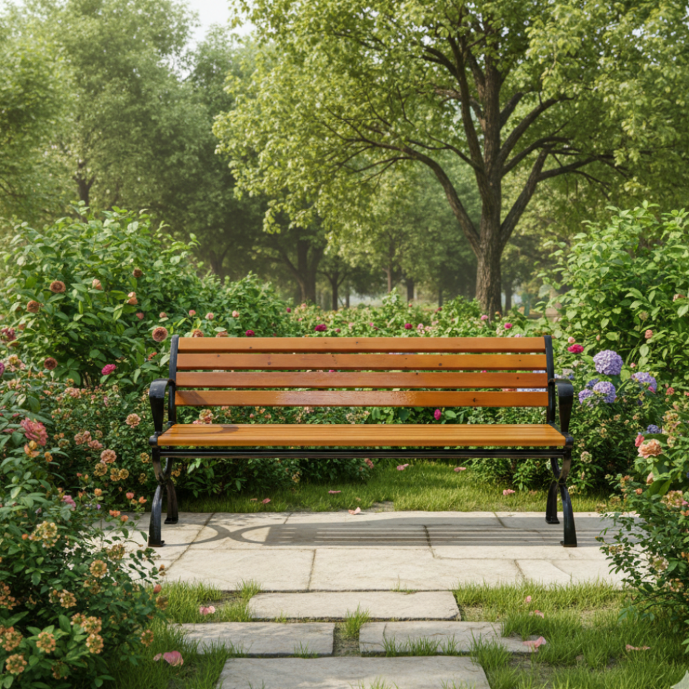 Patio Wood Garden Bench with Backrest