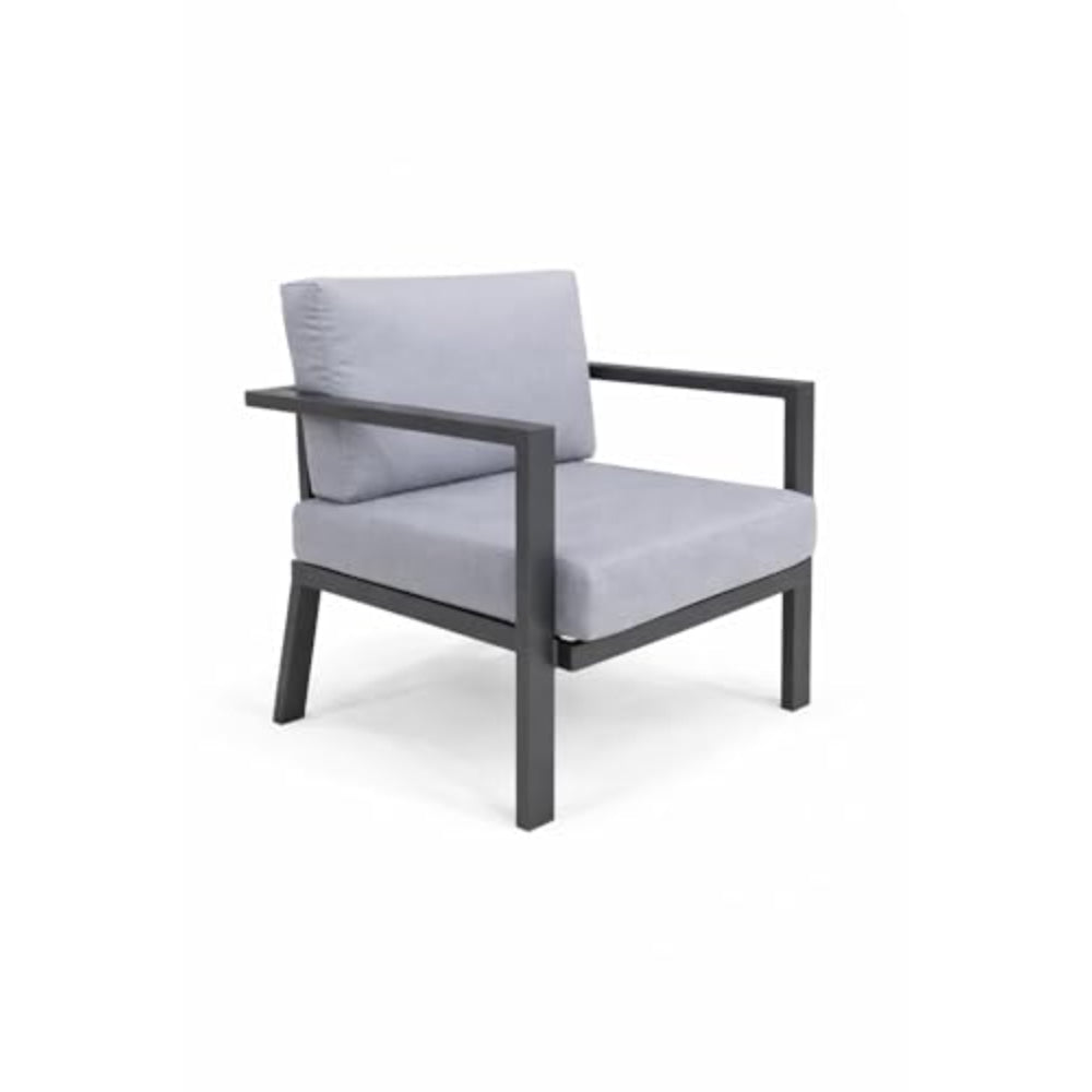 Patio 5-Seater Outdoor Sofa Set with Aluminum Frame & Bench - Dark Grey