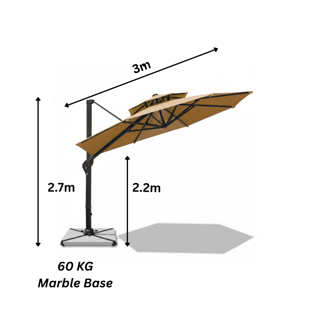 Patio 3m Round Cantilever Umbrella, Beige
