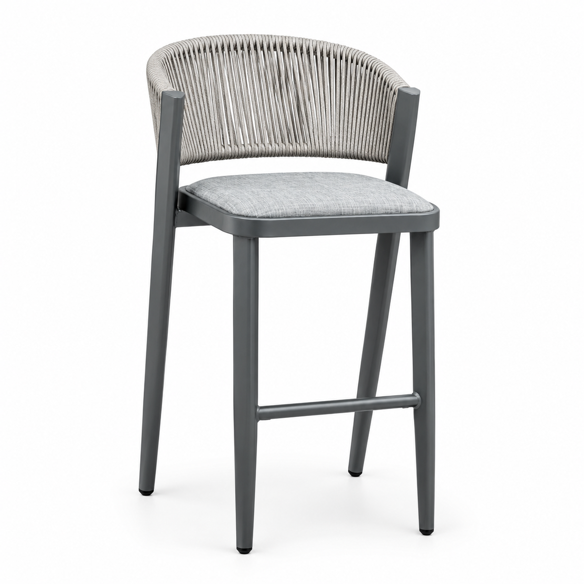 Patio Heystar Outdoor Bar Stool with Rope & Textilene Fabric - Dark Grey
