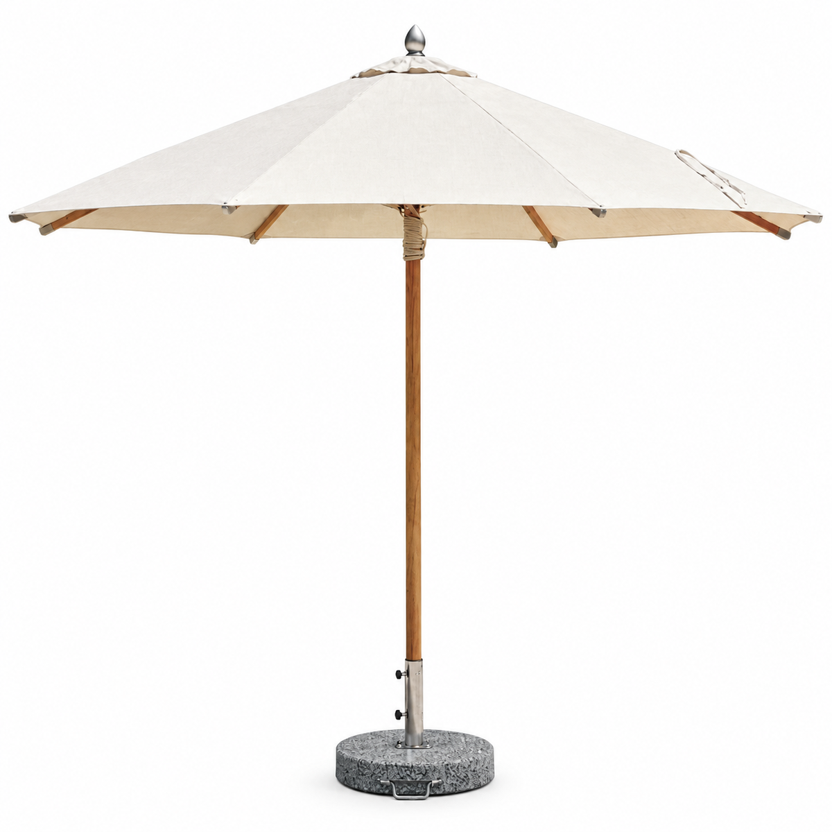 Patio 3M Central Pole Outdoor Umbrella with Aluminum Frame & Fabric Canopy - Wooden/Beige