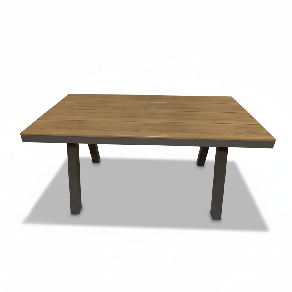 Patio Modern Aluminum WPC Outdoor Dining Set with Cushioned Chairs 6 Seater