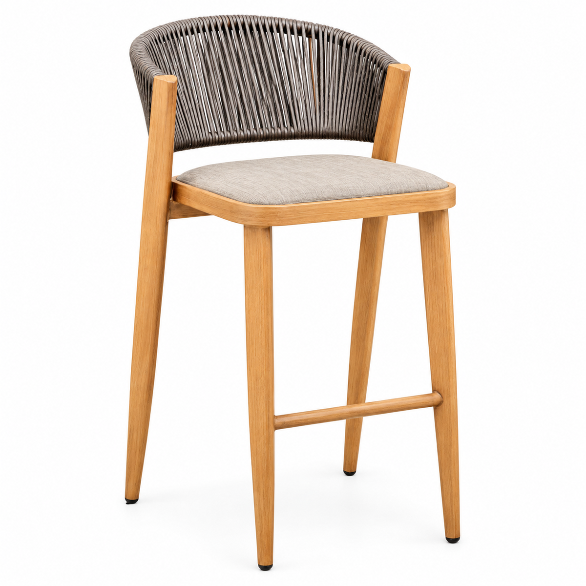 Patio Heystar Outdoor Bar Stool with Rope & Textilene Fabric - Wooden
