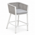 Patio Rope Outdoor Bar Stool with Aluminum Frame - White