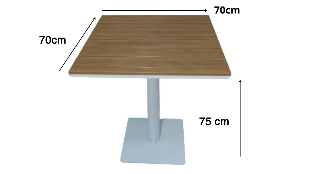 Patio Modern Square Outdoor Bistro Table with a Wood-Look Top and a Single Pedestal Base