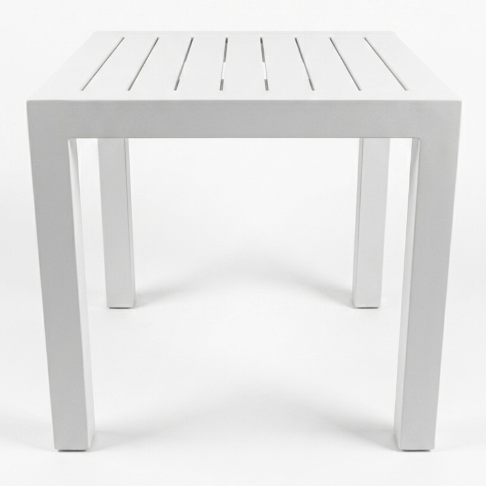 Patio White Aluminum Outdoor Square Side Table