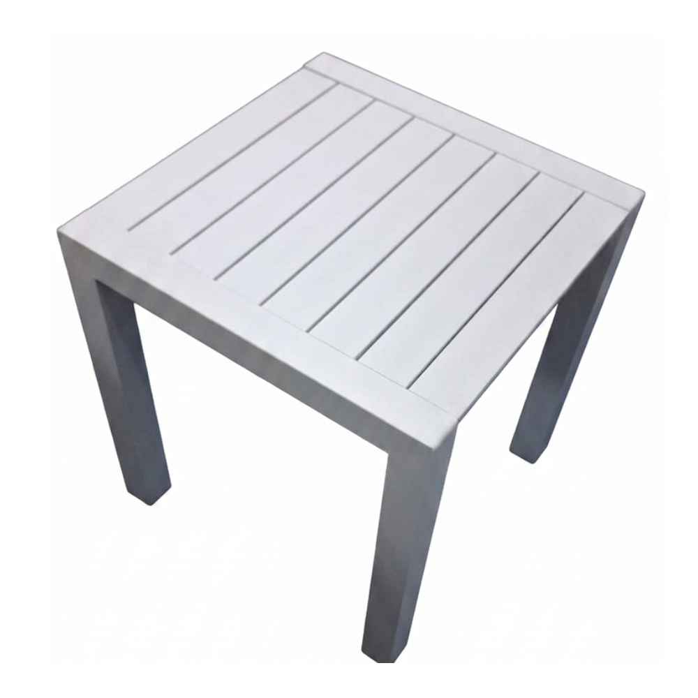Patio White Aluminum Outdoor Square Side Table