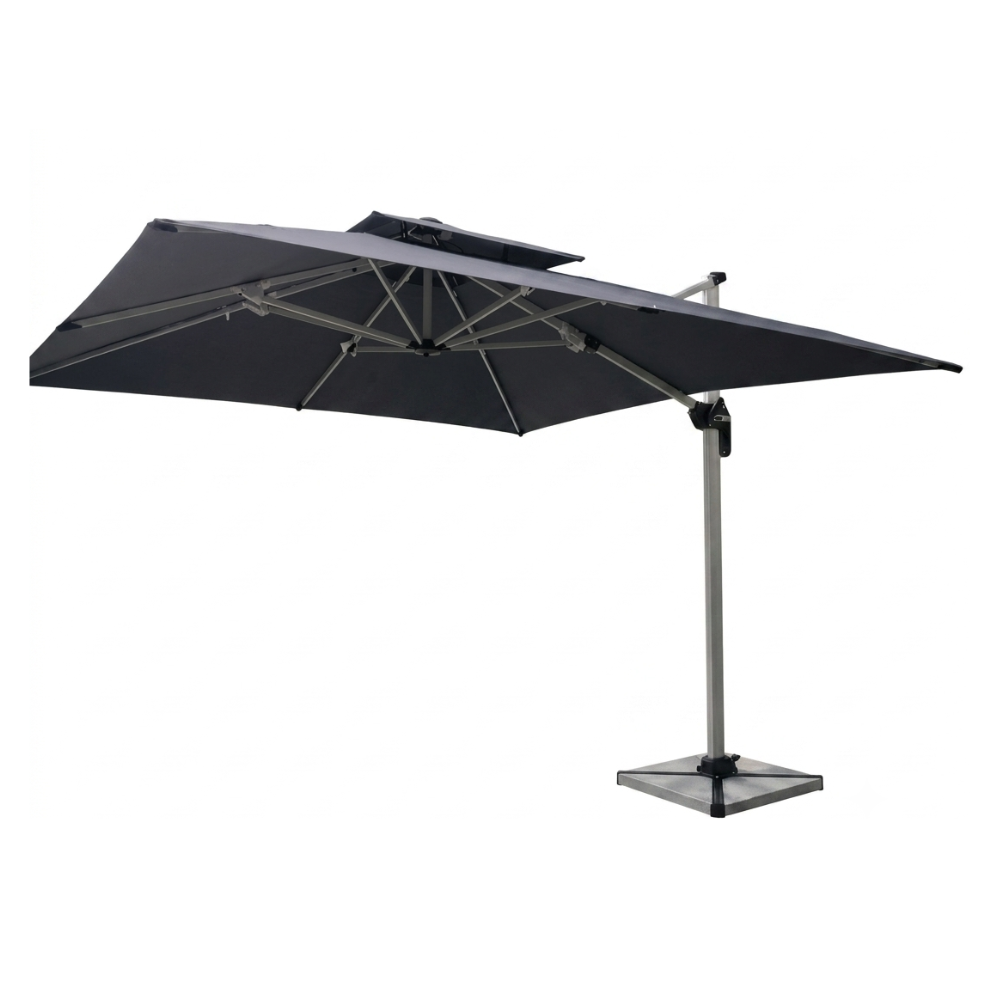 Patio 3x3m Cantilever Grey Umbrella with Marble Base