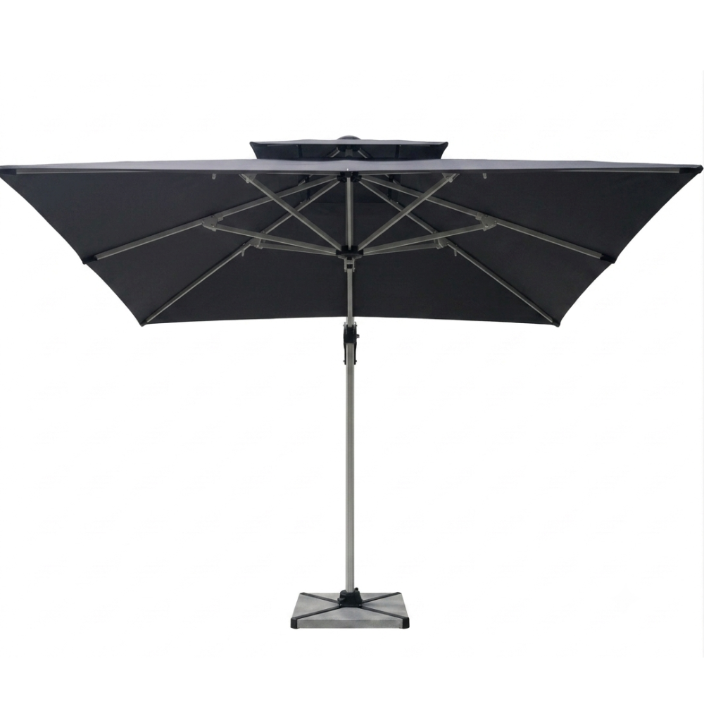 Patio 3x3m Cantilever Grey Umbrella with Marble Base