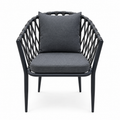 Patio Modern Outdoor Rope Armchair Aluminum Frame & Weatherproof Cushions