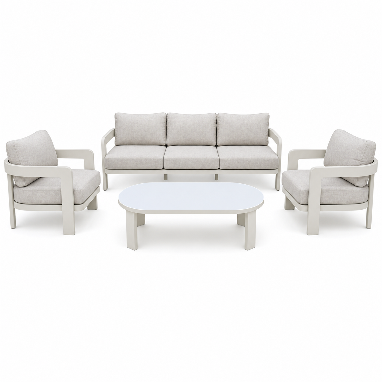 Capri Aluminium Sofa Set — 5-Seater Outdoor Furniture Set with Glass-Top Coffee Table Main image