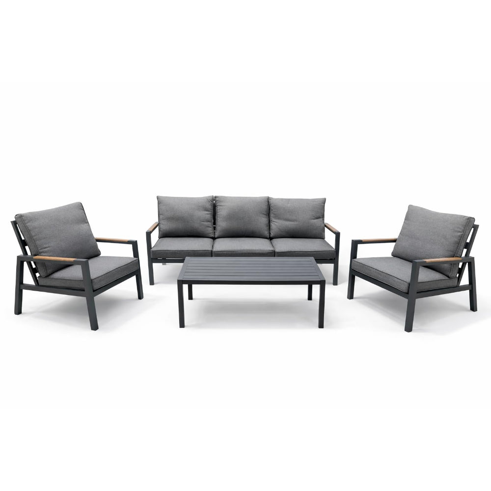 Patio 5-Seater Outdoor Sofa Set with Aluminum Frame & Coffee Table - Dark Grey
