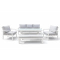 Patio 5-Seater Outdoor Sofa Set with Aluminum Frame & Bench - White