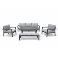 Patio 5-Seater Outdoor Sofa Set with Aluminum Frame & Bench - Dark Grey