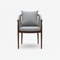 Patio Outdoor Aluminum Chair with Gray Cushion and Wood-Effect Frame