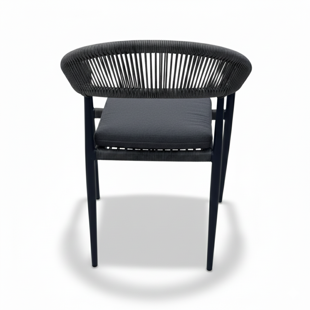 Patio Modern Outdoor Rope Dining Chair Aluminum Frame & Weather-Resistant Cushion