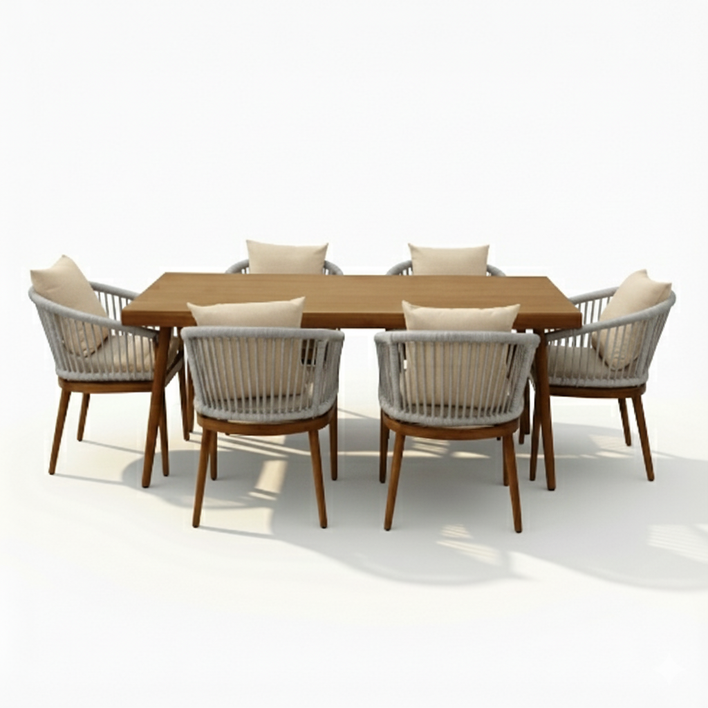 Patio Aluminium Frame 6-Seater Outdoor Dining Set