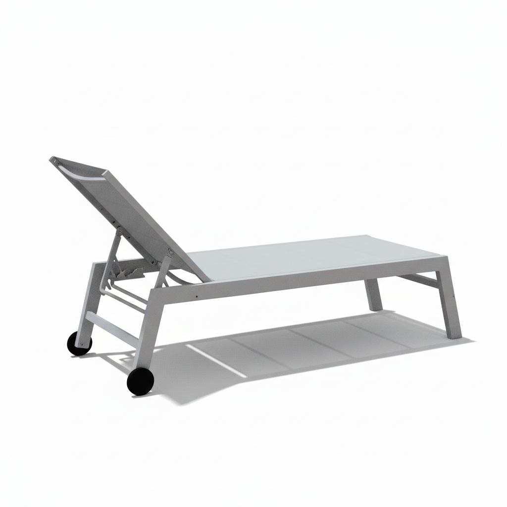 Patio White Aluminum Outdoor Sunbed with Adjustable Backrest