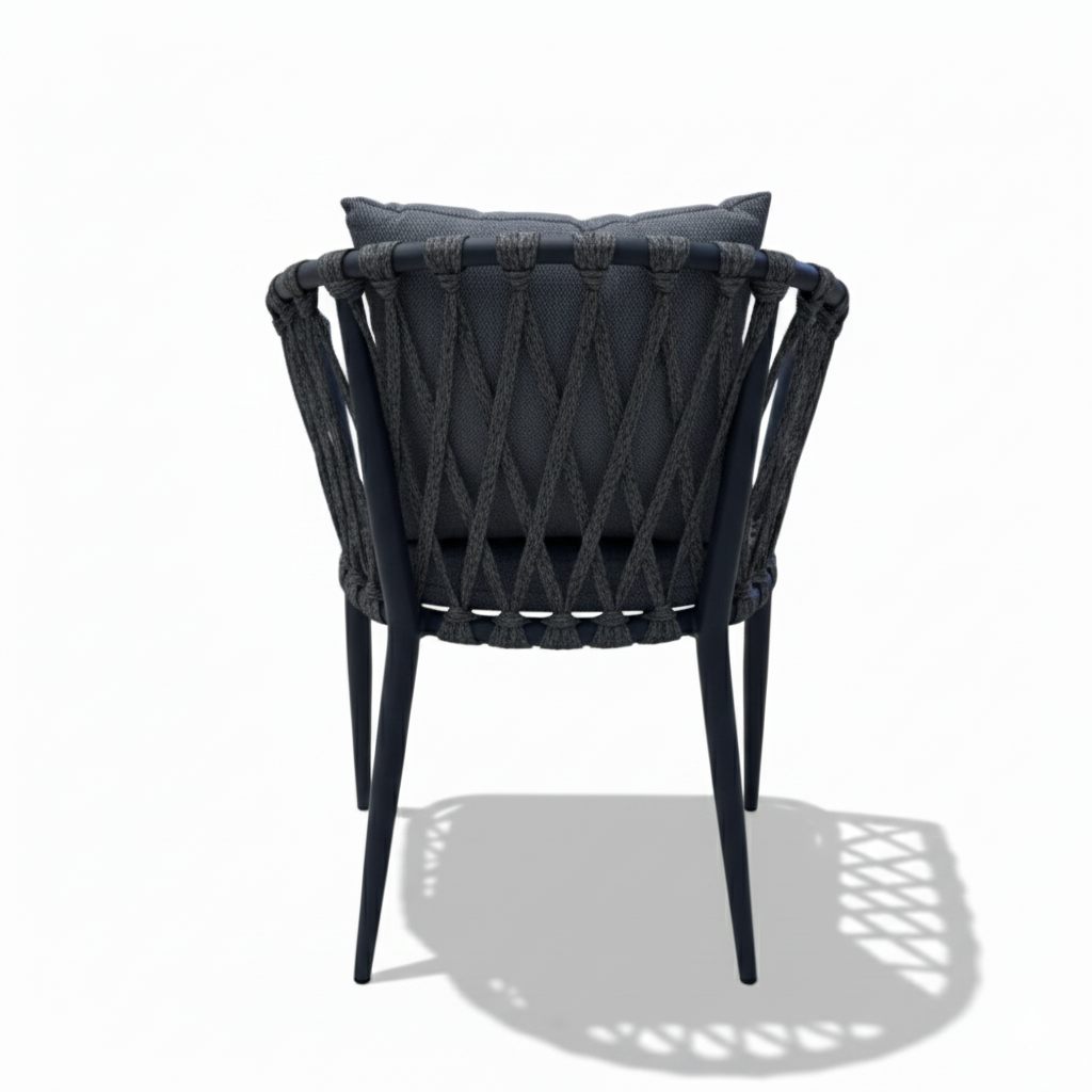 Patio Modern Outdoor Rope Armchair Aluminum Frame & Weatherproof Cushions