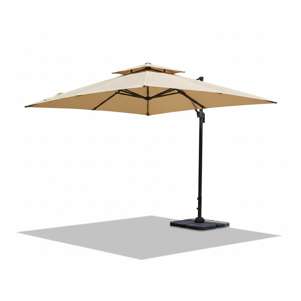 Patio Adjustable Outdoor Umbrella with Rotating Handle, Durable Aluminum