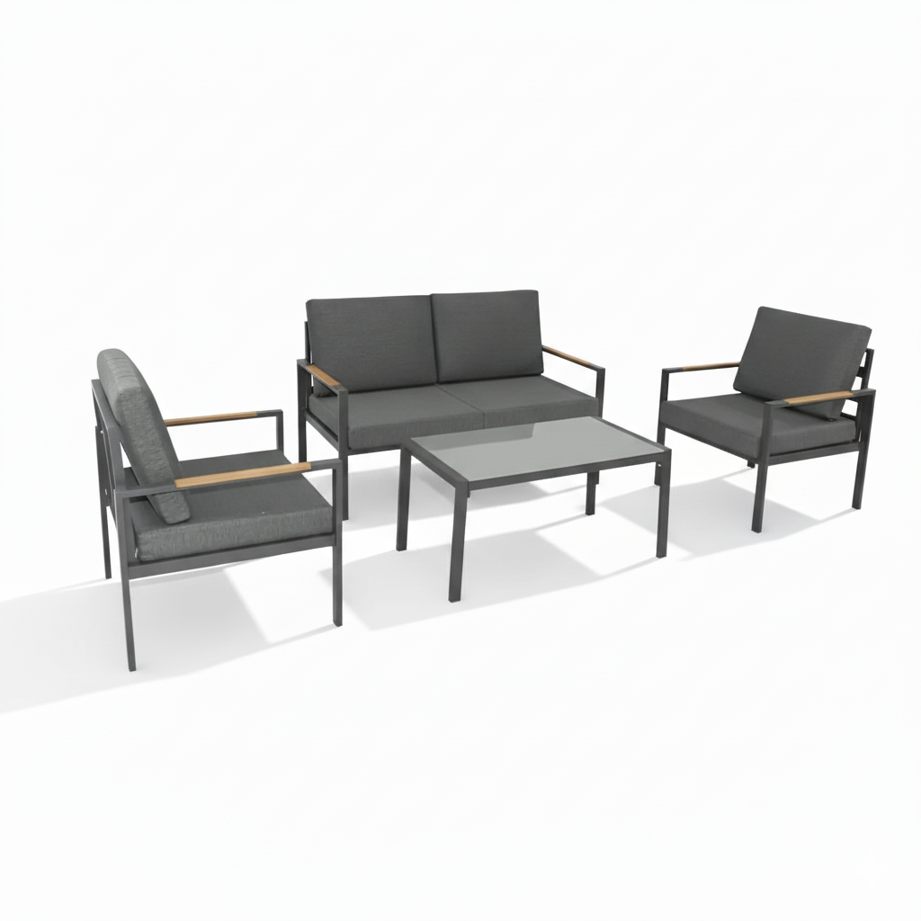Patio Aluminum 4-Seater Outdoor Lounge Sofa Set
