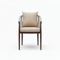 Patio Outdoor Aluminum Chair with Beige Cushion and Wood-Effect Frame