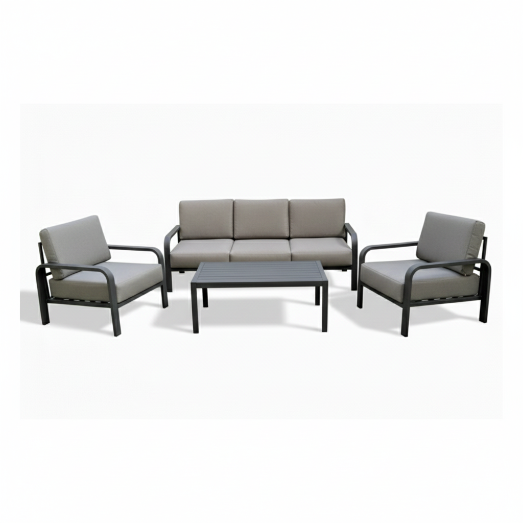 Patio Premium Outdoor Seating Set | Modern Aluminum Frame Sofa & Armchairs