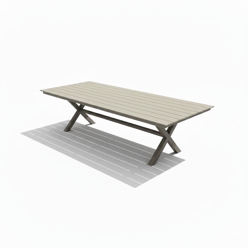 Patio Aluminum Rectangular Garden Dining Table - 8-10 Seater