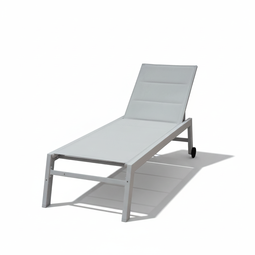 Patio White Aluminum Outdoor Sunbed with Adjustable Backrest
