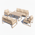 Patio Outdoor Elegance 7-Seater Aluminum Garden Sofa - Beige