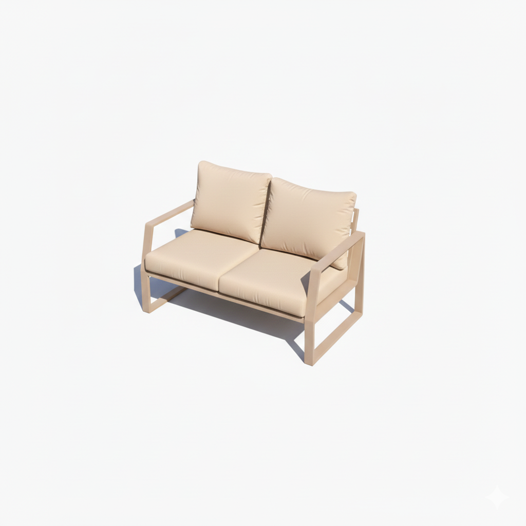 Patio Outdoor Elegance 7-Seater Aluminum Garden Sofa - Beige