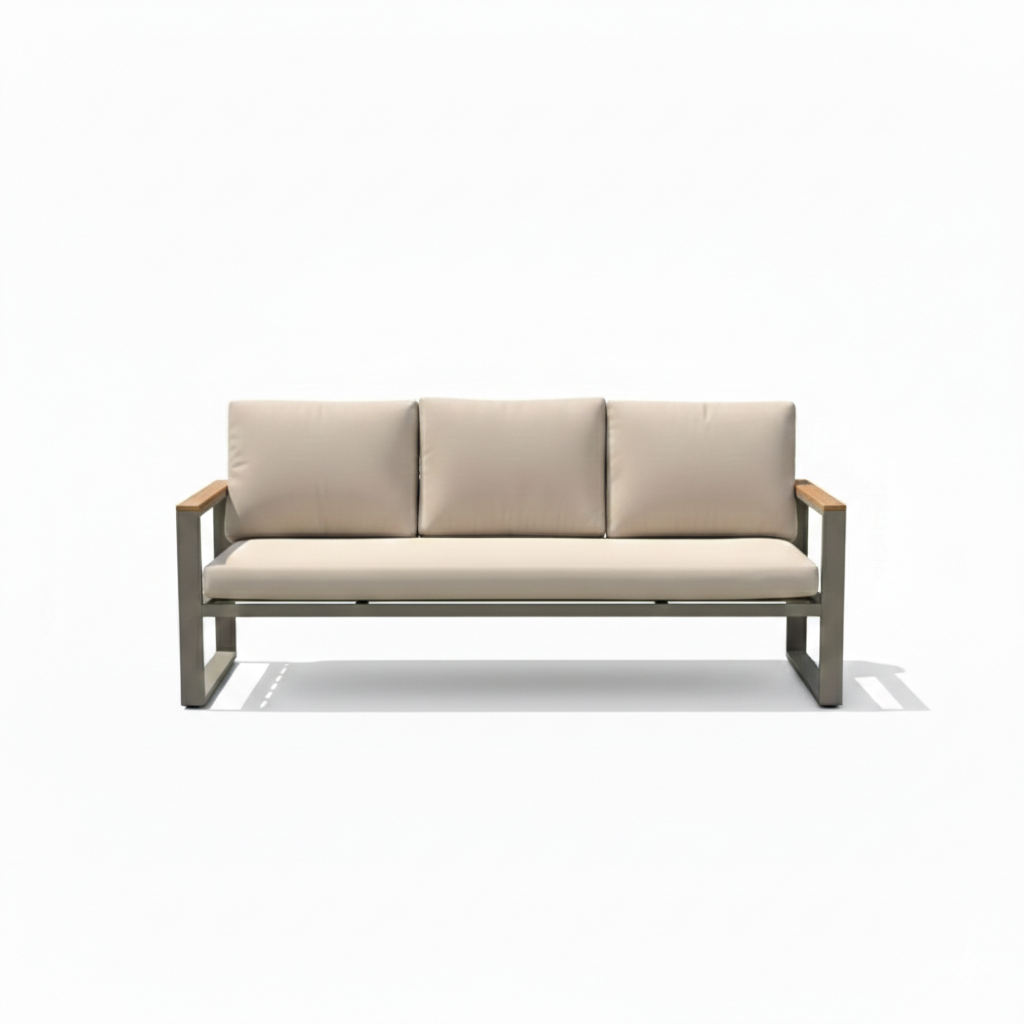 Patio 5-Seater Aluminum Outdoor Sofa Set with WPC-Top Coffee Table