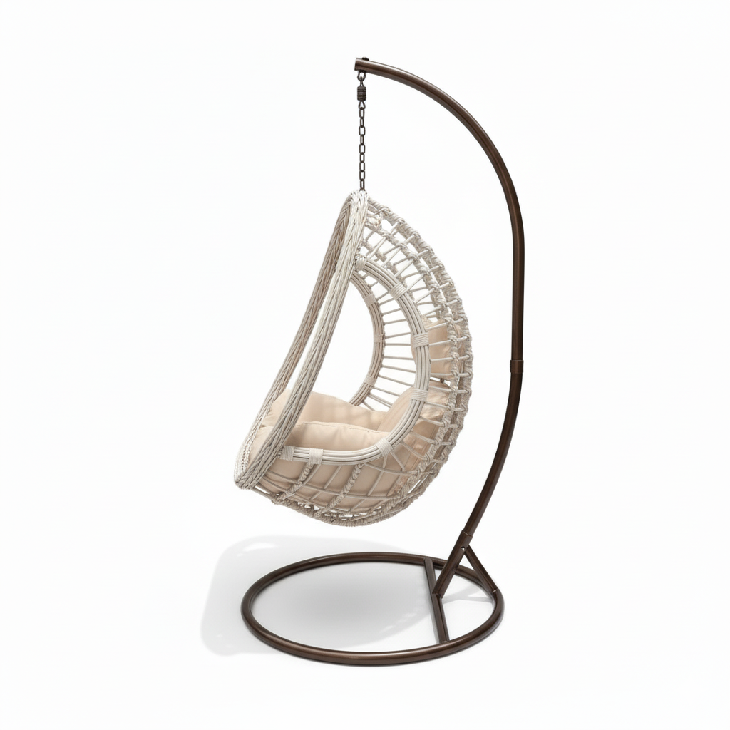 Patio 1-Seater Rattan Swing Chair with Cushion