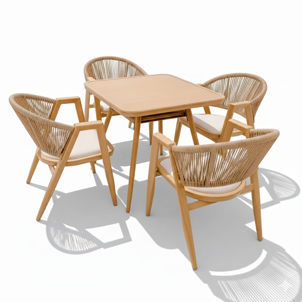 Patio Aluminum Alloy 4-Seater Outdoor Dining Set