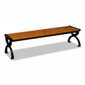 Patio Wood Garden Bench with Black Metal Frame
