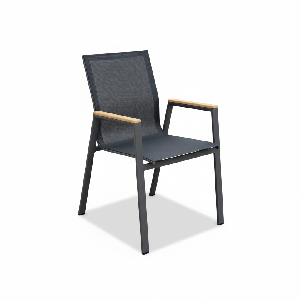 Patio Outdoor Dining Table & Chairs Set with Wood-Look Armrests