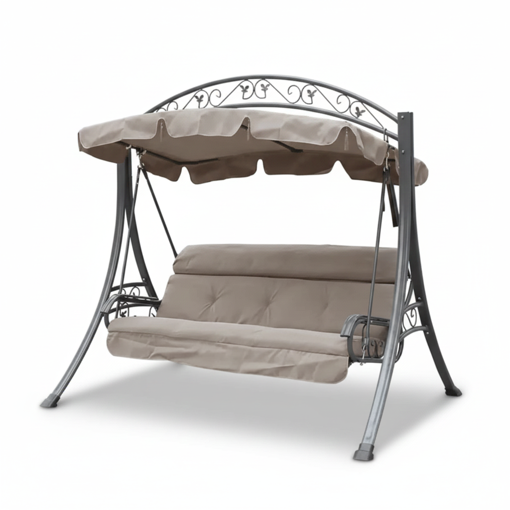 Patio 3-Seater Aluminum Outdoor Swing with Cushion