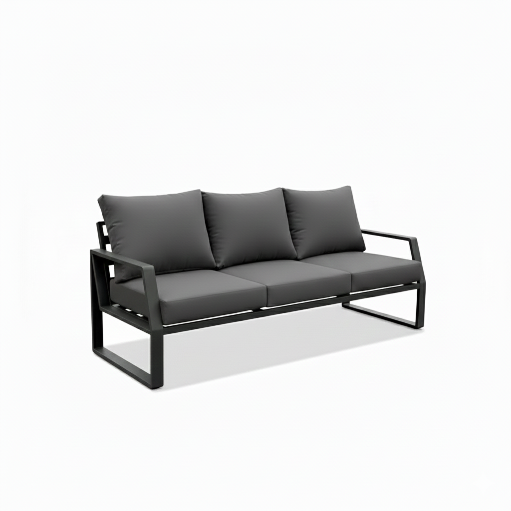 Patio Luxurious 7-Seater Outdoor Sofa Set with Aluminum Frame & Plush Cushions - Black