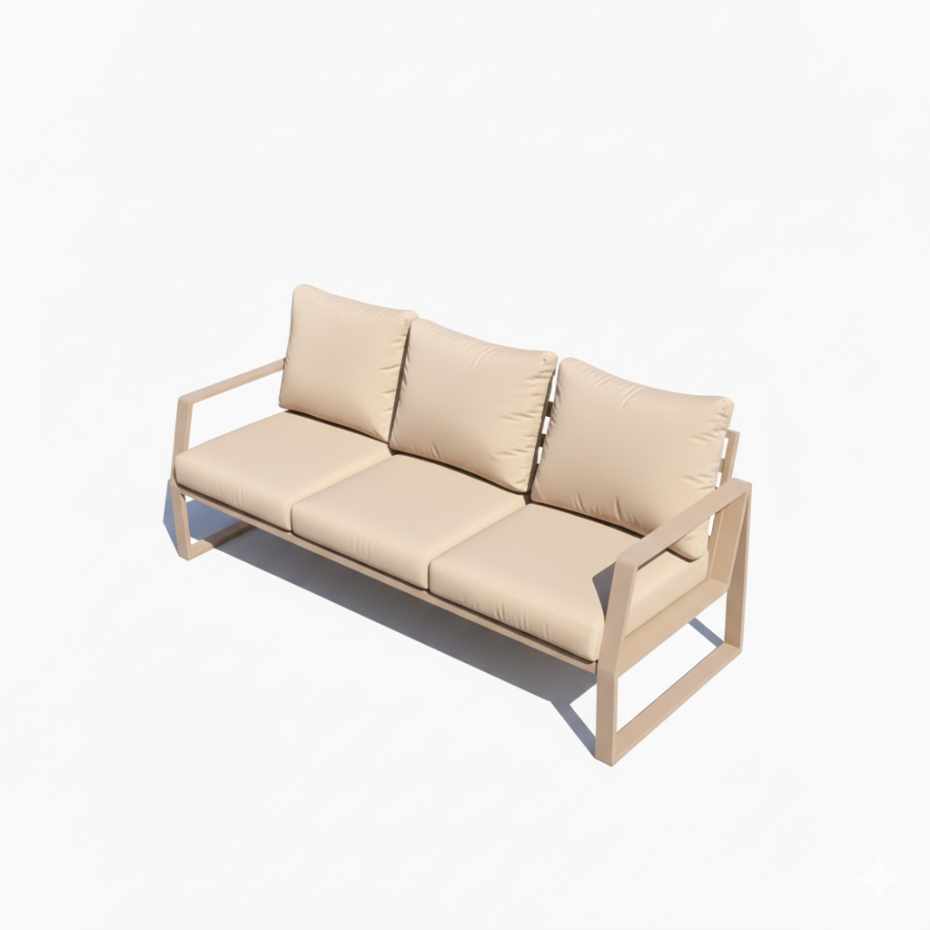 Patio Outdoor Elegance 7-Seater Aluminum Garden Sofa - Beige