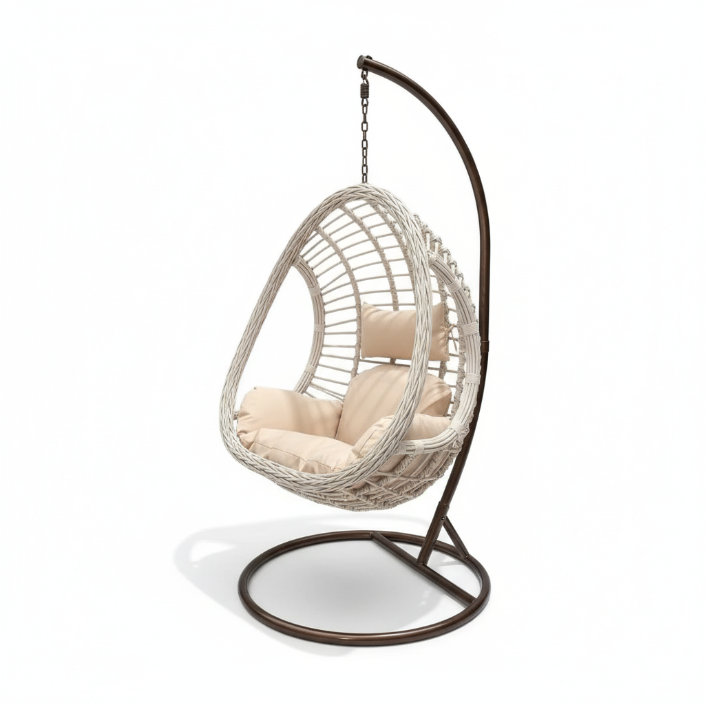 Patio 1-Seater Rattan Swing Chair with Cushion
