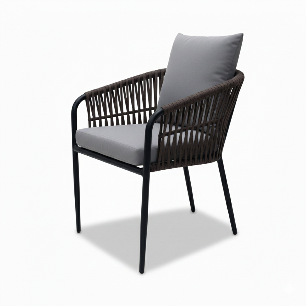 Patio Elegant Rope-Design Outdoor Armchair