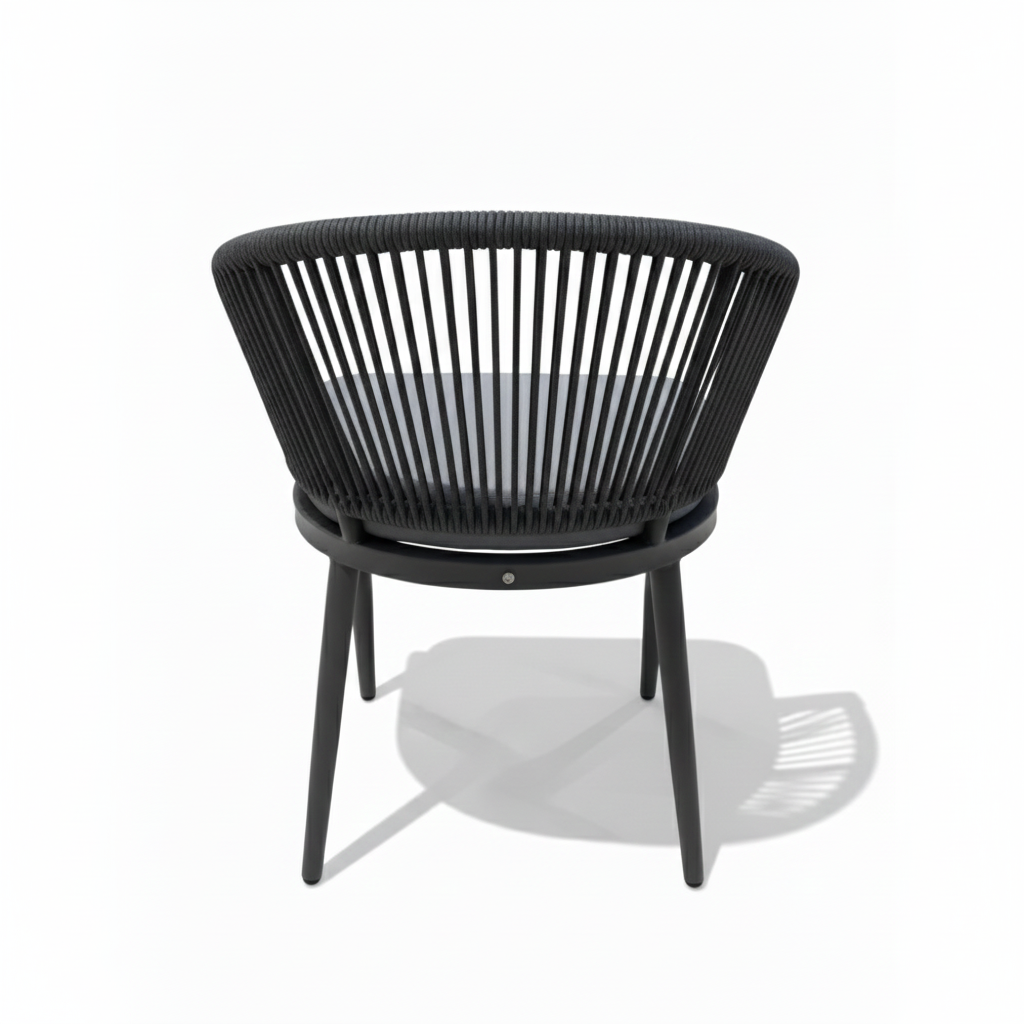 Patio Modern Rope Outdoor Dining Chair Aluminum Frame & Weather-Resistant Cushion