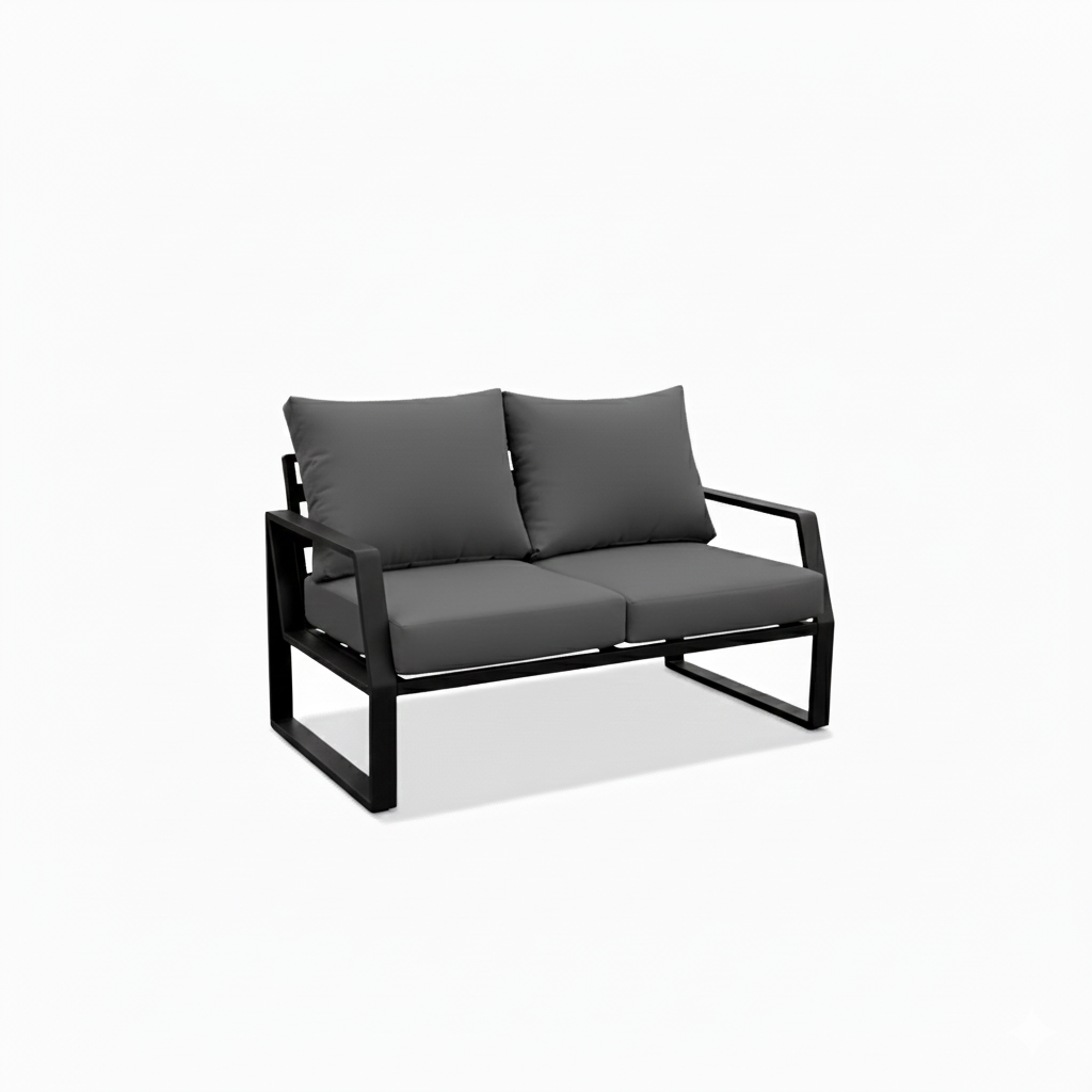 Patio Luxurious 7-Seater Outdoor Sofa Set with Aluminum Frame & Plush Cushions - Black