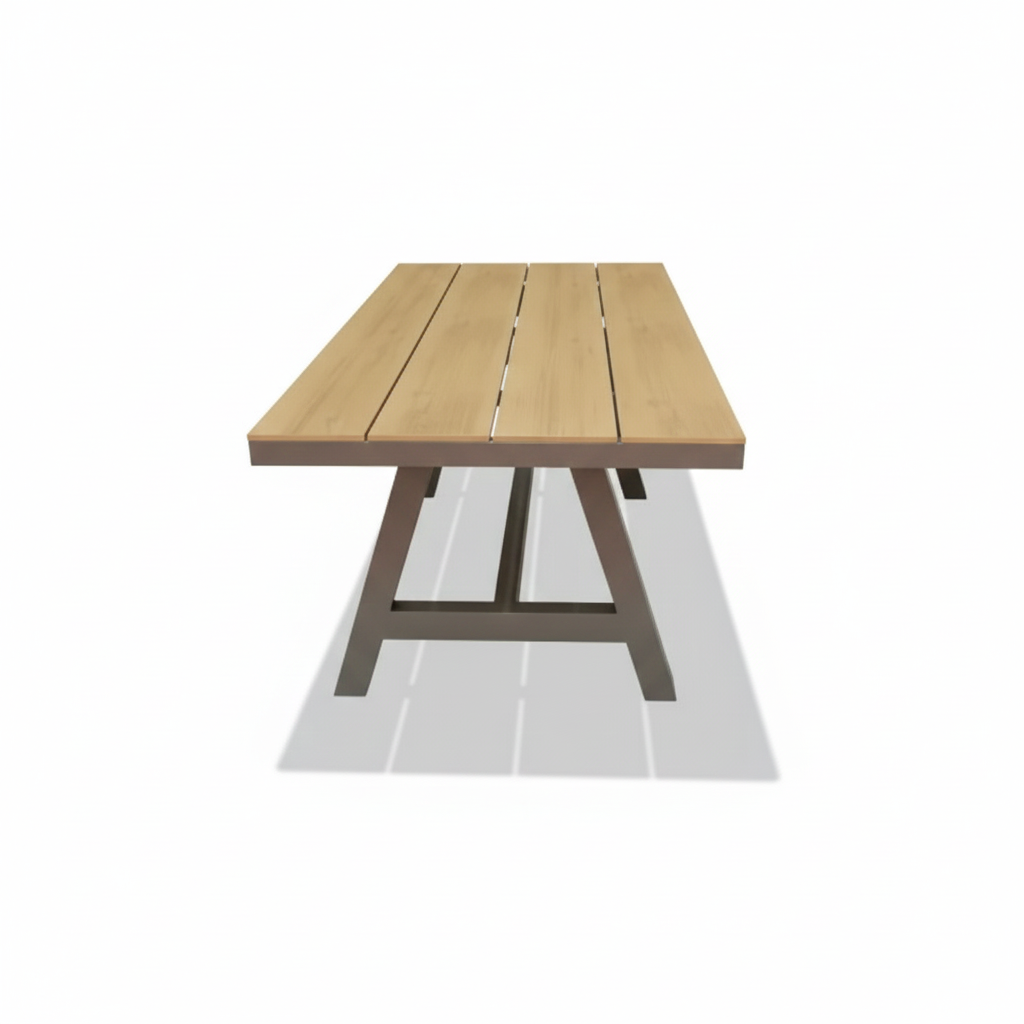 Patio Aluminum & WPC 6-Seater Garden Dining Set, Beige